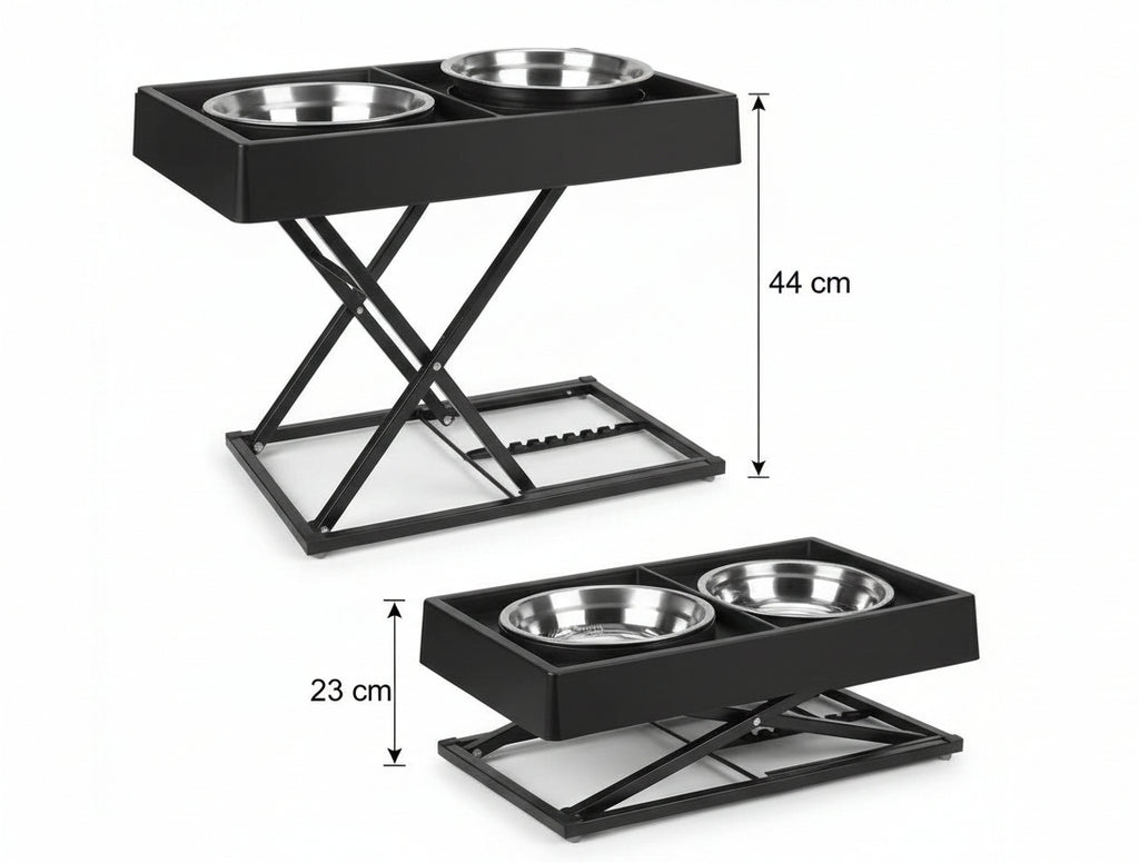 Adjustable Elevated Pet Feeding Station with Tilted Bowls (9–17.5 in / 23–44 cm Height Range)