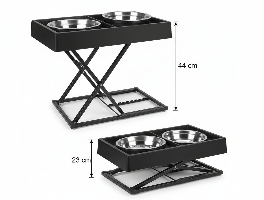Adjustable Elevated Pet Feeding Station with Tilted Bowls (9–17.5 in / 23–44 cm Height Range)
