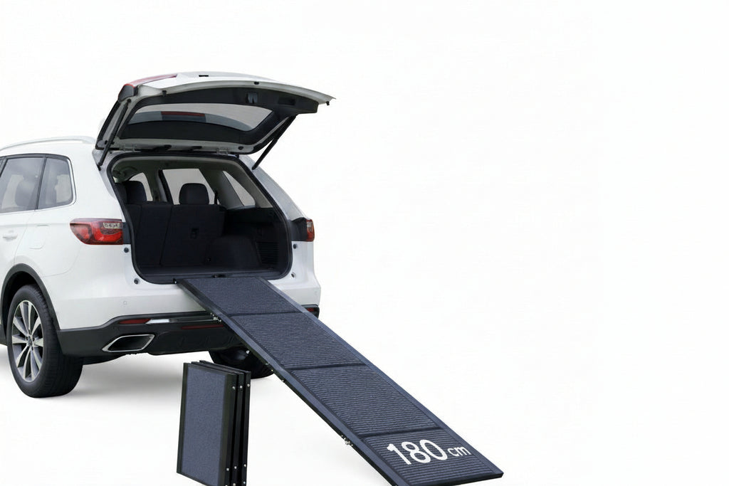 Foldable Aluminum Dog Car Ramp with Non-Slip Surface (71 in / 180 cm, Supports up to 300 lbs / 136 kg)