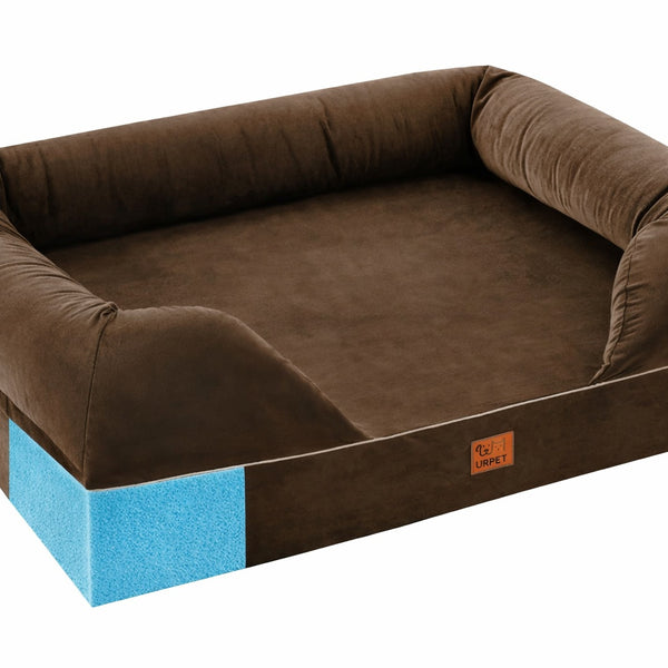 Orthopedic Memory Foam Pet Sofa Bed with Bolsters for Senior Small Dogs
